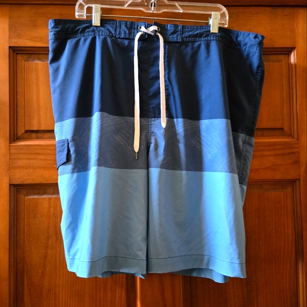 SONOMA Men's Blue Swim Shorts Side Pockets Tie Front Elastic Back 2XL